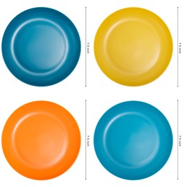 Hioasis 12pcs 8inch Plastic Deep Plates Set,Unbreakable Dessert Dinner Plates,Lightweight Reuseable Dinnerware Set,Wheat Straw Plates,Dishwasher & Microwave Safe for Camping,Kitchen,Party