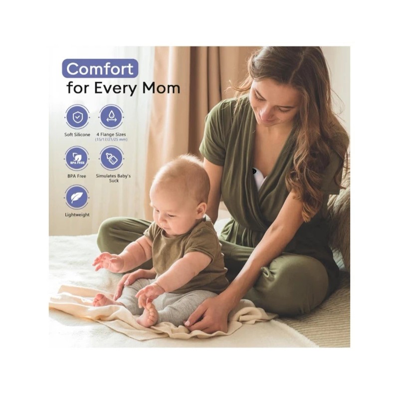 Momfann Breast Pump Wearable APP Control Portable Breastfeeding Pump Beige