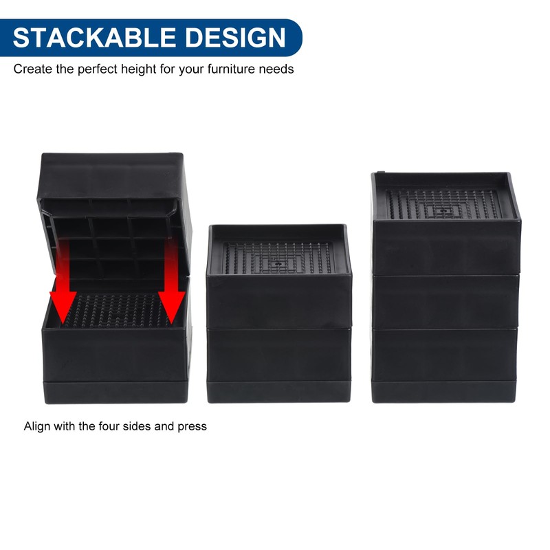 sourcing map Bed Risers 4Pcs, 1.5 Inch Furniture Risers Square