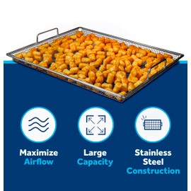 GE Large Capacity Air Fry Basket, Convenient Size, Fits 27" & 30" Ovens, Maximizes Air Flow, Dishwasher Safe, Stainless Steel