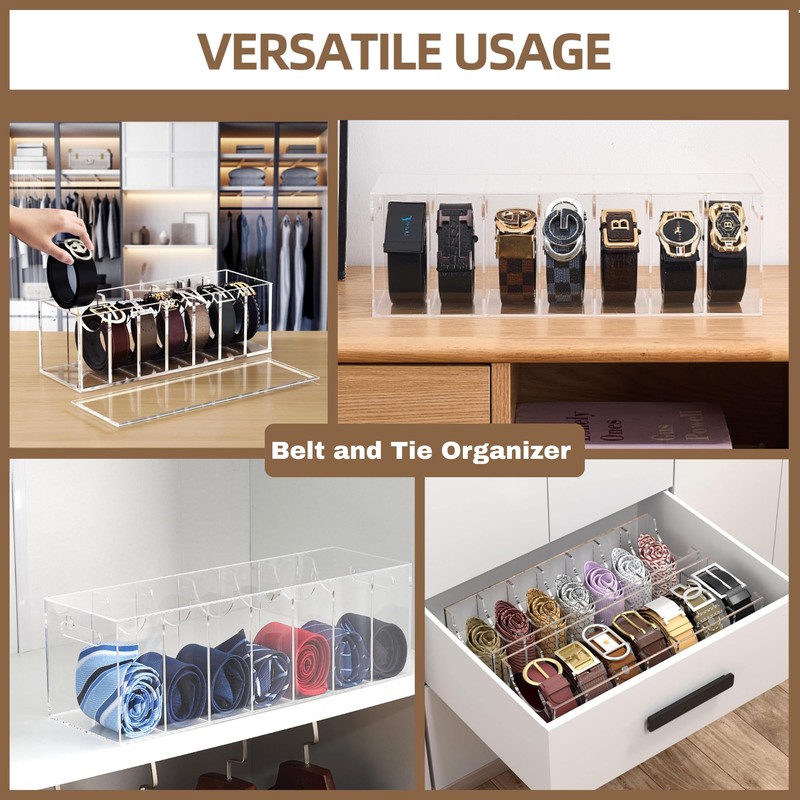 Cool Blang Acrylic Belt Organizer with Dust Cover – Clear