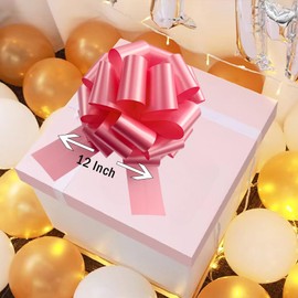 2 Pcs Giant Gift Bow,12inch Large Gift Bow Big Bow for Bike Bow for Present Bow for Large appliances,Bikes,Table Decorations and Party Events Decoration (Matte-Peachy Pink, 12 inches)