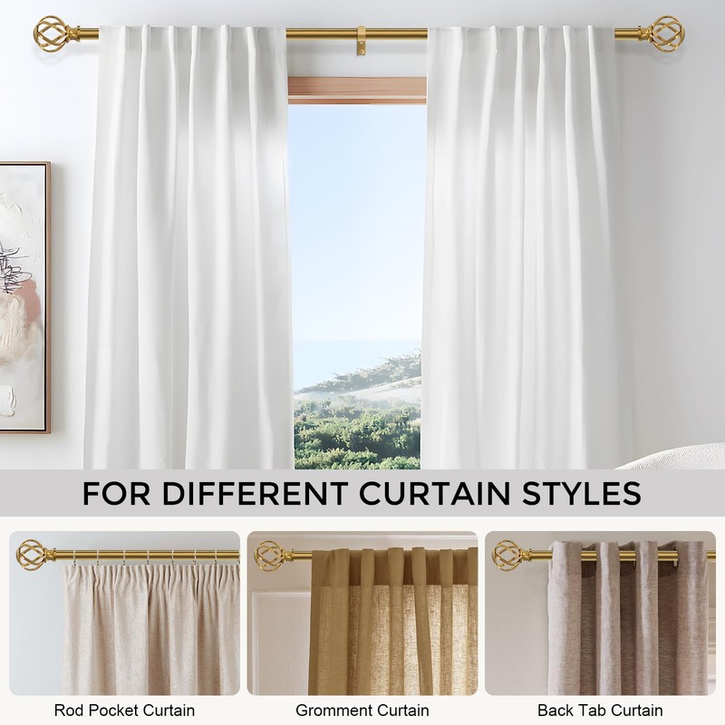 VOIIY Curtain Rods for Windows 18 to 42 Inch(1.5-3.5 Feet),3/4"