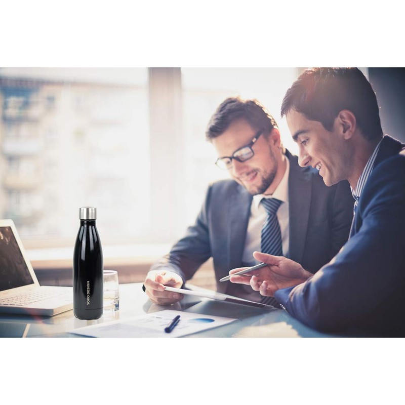 YOKO DESIGN 1336 Double-Walled Thermos Flask, Stainless Steel, Black, 19.8