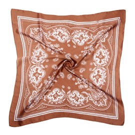 DOOBO Satin Head Scarf - Silk Hair Wrap Neck Scarf, 27.5 Inches, Brown