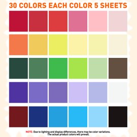 MAXECHO 12" X 12" Colored Cardstock Paper Bulk 150 Sheets 30 Assorted Colors Construction Paper Card Stock Printer Paper for DIY Crafts, Cricut Card Making, Party Decor, Kids School Supplies, 180 GSM