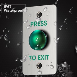 Push to Exit Button，IP67 Waterproof Stainless Steel Door Bell Type Round Request to Exit Button ，Push to Exit NO COM Switch for Door Access Control