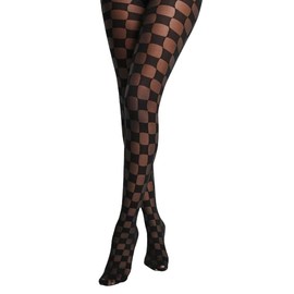 SENTELEGRI Sexy Ladies Fashion Design Chessboard Pattern Tights 40/20 Denier - CHECK (as8, alpha, x_l, plus, regular)