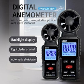 Metellme Portable Wind Speed Meter Outdoor,Airflow Gauge,Handheld Anemometer for Measuring Wind Speed,Temperature,Wind Level with Backlight and Max/Min/AVG/5 Units