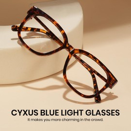 Cyxus Wellington Eyeglasses for Women Men with Blue Light Blocking UV Protection Stylish Eyewear（8234T10 Tortoiseshell）