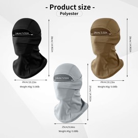 Summer Balaclava Face Cover - Lightweight & Breathable Sun Mask for Outdoor Sports, 3-Pack Breathable Thin Balaclava Mask (Black/Gray/Khaki)