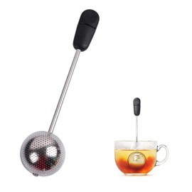 Taicols Tea Infuser Stainless Steel Rotating Tea Strainer for Most Cup Teapot Tea Filter Holder with Handle for Loose Leaf Tea Reusable Loose Leaf Tea Steeper, Long Handle Mesh Twisting Tea Ball