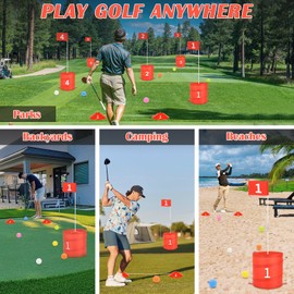 deAO Golf Yard Game Backyard Golf Games for Kids Adults, Portable 6 Holes Golf Course with Balls and Flag,Family Golf Gifts for Outdoor Indoor,Lawn, Park, Beach, Camping, Hotel (Red)