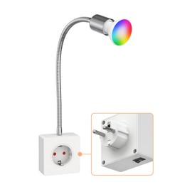 ledscom.de LESCH Socket Lamp Reading Lamp Chrome / White with Smart Home GU10 LED Lamp 5.5 W 473 lm