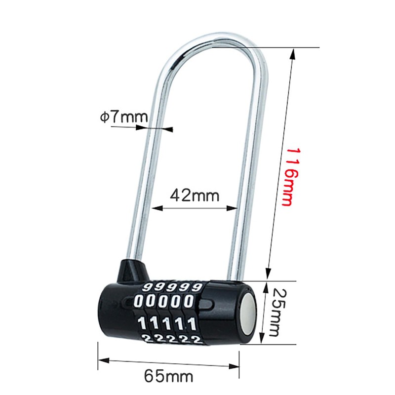 Combination Lock, 5 Digit Combination Padlock, 7mm Width Flexible Cable