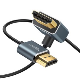 Twozoh Flexible HDMI to HDMI Cable Downward Angled 90° 0.3M, Ultra thin and Slim HDMI Lead Support 3D/4K@60Hz
