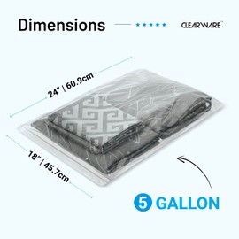 Clearware 50 Large Storage Bags With Zipper Top - 5 Gallon Bags 18" x 24", Extra Plastic for Clothes, Travel, Moving, Reusable freezer bags, BPA-Free, 2-mil Thick