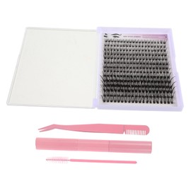 BIUDECO 1Sets Cluster Lash Extensions Kit with Eyelash Glue Remover Pink Tools for Easy Application Lengths Curls for Unique Eye Makeup Styles at Home