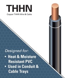 SOUTHWIRE COMPANY LL 11579041 50' 14SOL BLK THHN Wire, 14 Guage, Black