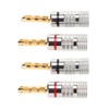 2 Pairs BFA Banana Plug 4mm Gold Plated Brass Serrated