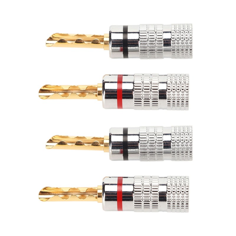 2 Pairs BFA Banana Plug 4mm Gold Plated Brass Serrated