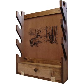 Unbranded Four-Gun Fully Assembled Wall Mount Wooden Gun Display Rack with Cabinet Storage