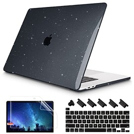 May Chen Compatible with MacBook Pro 13 inch Case 2020 2021 2022 Release A2338 M1 A2251 A2289, Glitter Hard Shell Case Keyboard Cover for MacBook Pro 13 with Touch Bar Fits Touch ID, Shining Black