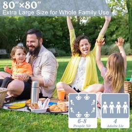 Large Picnic Mat, Outdoor Camping Mat, Tent Mate. Easy to Carry and Store, Water-Resistant, Dust-Proof Sand-Proof, Machine Washable. Thickened. For Picnics, Lawns, Concerts, Outdoor Adventures.
