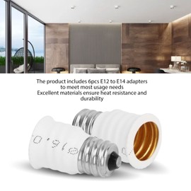 Haofy E12 to E14 Adapter, 6 Pcs. Ease of Use, Easy to Install E14 to E12 Lamp Adapter, Insulation Resistant, Heat Resistant for Living Room Corridors (White)