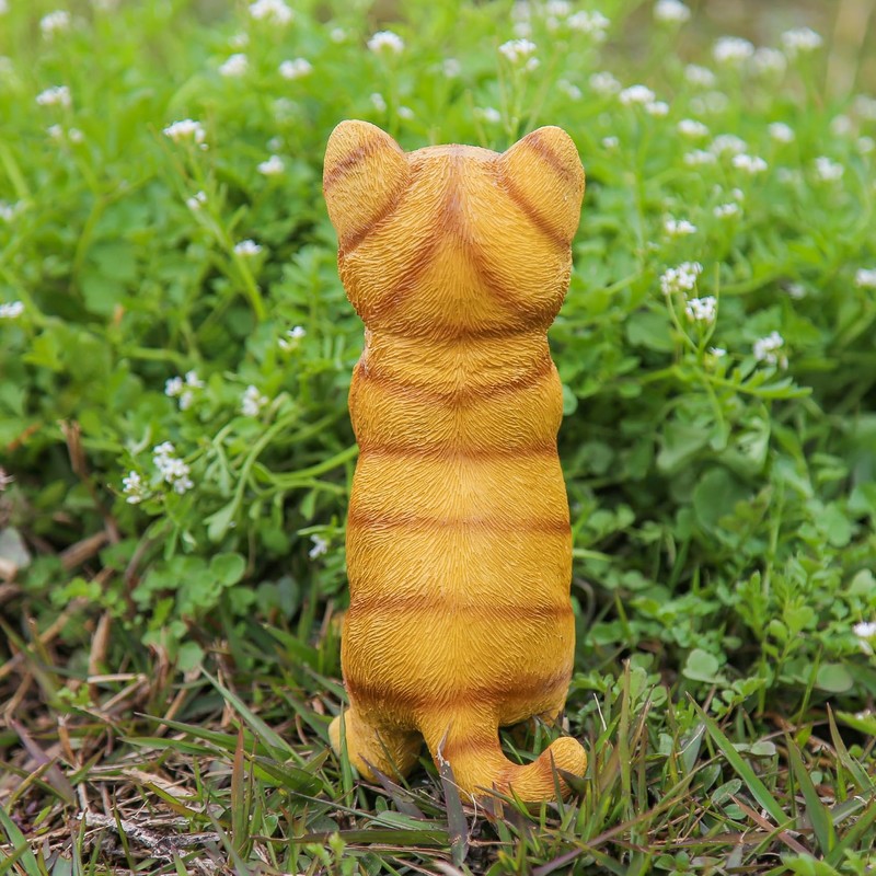 GKWRZXBK Solar Cat Garden Statue - Adorable Orange Tabby Figurine