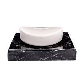 CraftsOfEgypt Black Marble Soap Dish - Polished and Shiny Marble Dish Holder – Beautifully Crafted Bathroom Accessory