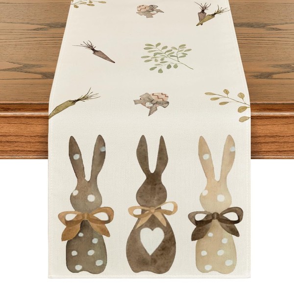 Artoid Mode Carrots Rabbits Bunny Happy Easter Table Runner, Seasonal
