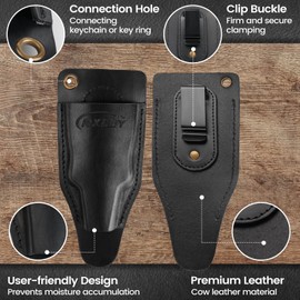 RXLUY Fishing Pliers Holster with Retractable Lanyard, Universal Fit for Most Sea Saltwater Fishing & Wild River Lure Tongs Fish Plier Leather Accessories (Black)