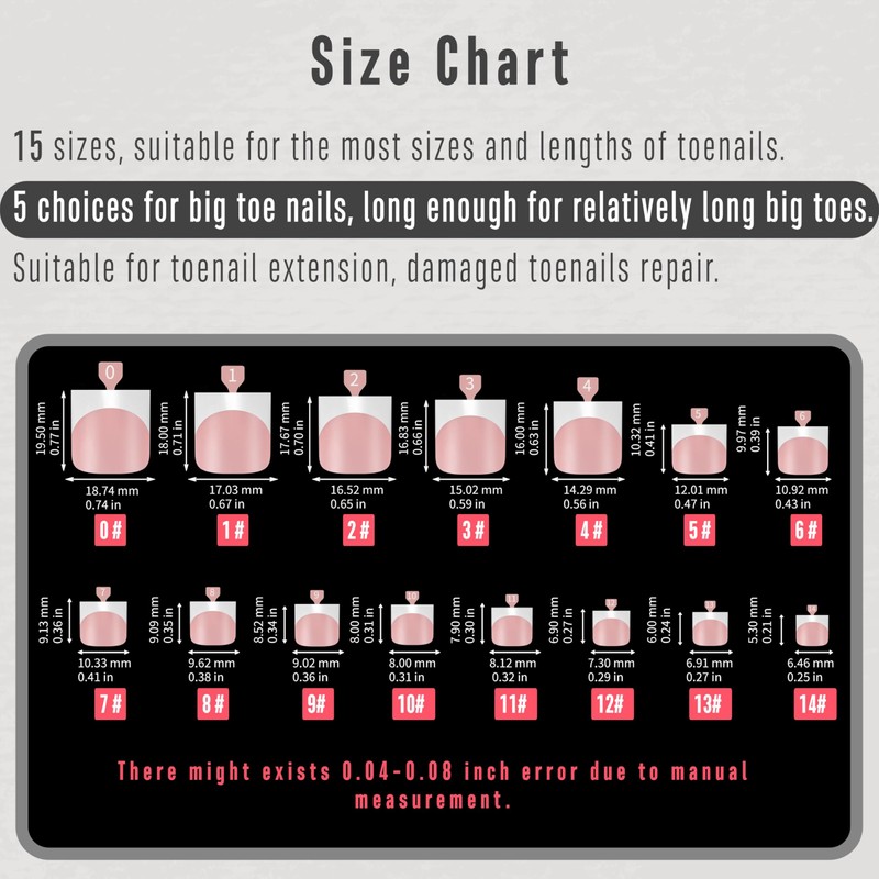 MUTIOVO French Tip Toe Nail Tips Press on, Sharp Square