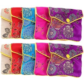 Bolsas Pequeñas Para Joyería Organizador De Almacenamiento De Medallas Y Bolsas De Joyería De Viaje Brocado Bordado Con Botón 10 Piezas Para Anillos Y