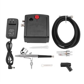 Dual Action Airbrush Kit Black Pump Spray Air Brush Gun Set -130