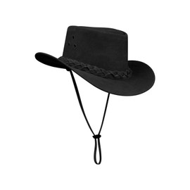 TruClothing Australian Unisex Western Cowboy Hat Real Suede Outback Riding Dancing Classic - black S (57cm)