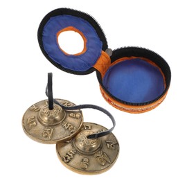 Toyvian 1 Set Touch The Bell Meditation Chime Hand Bell Sound Bath Instruments Cymbals Chimes Kids Instruments Tingsha Cymbals Red Crystal Car Decor Hand Cymbals Small Copper Storage Box