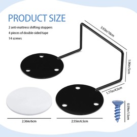 SNOMEL 2 Pieces Metal Mattress Retainer Bar Bracket, Non Slip Mattress Gripper to Keep Mattress from Sliding, Mattress Slide Stopper for Adjustable Beds Bedroom Frame (Black)