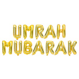 Umrah Mubarak Foil Letter Balloons - 16" Metallic Gold