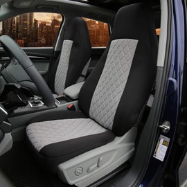 FH Group Front Set Neosupreme Car Seat Covers for Bucket Seats 1 Piece Seat Cover, Universal Fit, Washable Car Seat Cover for SUV, Sedan, Gray