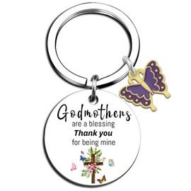 Lelekdo Godmother Proposal Gift Godmother Gifts from Godchild Will You Be My God Mother Gift Christian Baptism Keychain for Women Best Mothers Day Birthday Present for Women