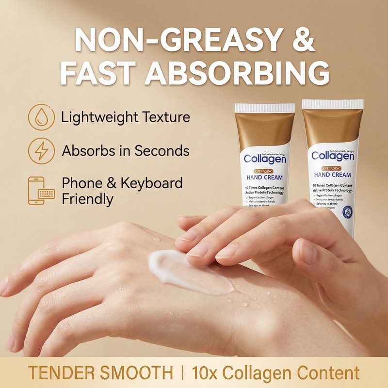Collagen Hand Cream for Dry Cracked Hands, Anti-Aging & Firming