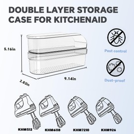 Hand Mixer Storage Case for KitchenAid KHM5/KHM6/KHM7/KHM9 Series Ultra Power Speed Hand Mixers, Double layer Crylic Transparent Storage box (Tools and mixer not included)