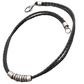 Popeoiuh Braided Leather Choker Necklace Vintage Style Double Layers Black Tribal Necklaces with Hip Hop Alloy Beaded Pendant for Men Women