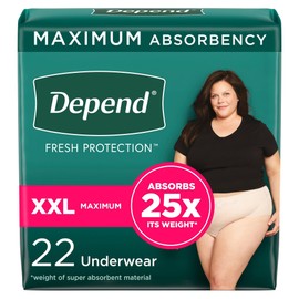 Depend Fresh Protection Adult Underwear XXL Heavy Absorbency 53306, 10036000533061, 44 Ct