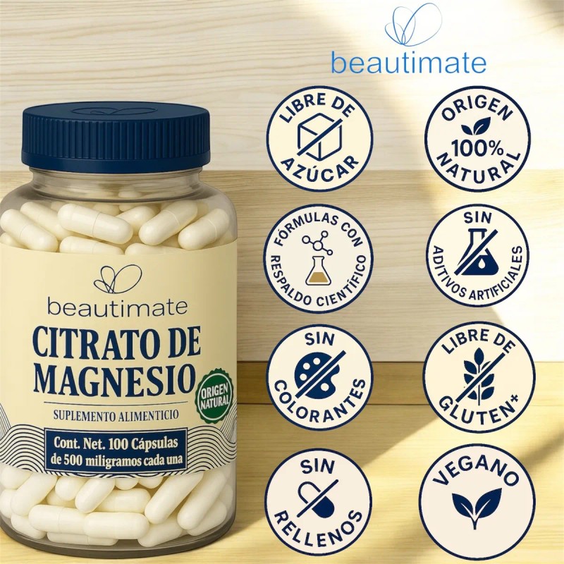 Pack Citrato Magnesio Potasio 100cáps Alta Absorción Natural Vegano Beautimate