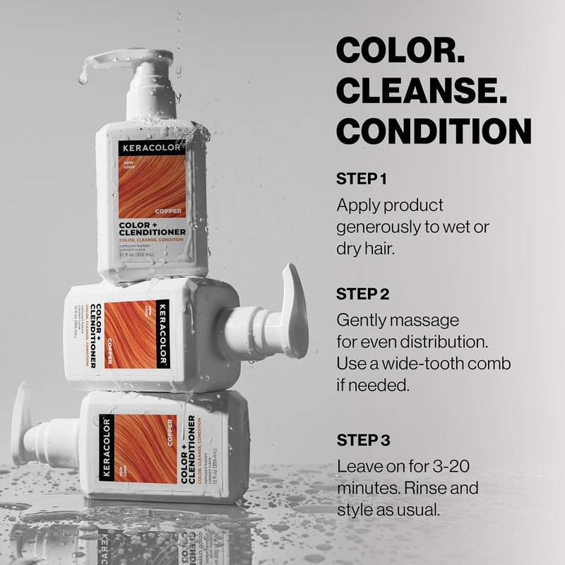KERACOLOR - Cleanditioner Color Plus, cobre, 12 onzas