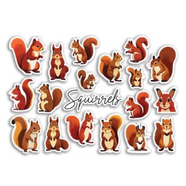 A5 Sticker Sheet Squirrels Vinyl Stickers - Rodents Cartoon Kawaii Animals Scrapbooking Travel Label Friend Girls Boys Aesthetic #81510