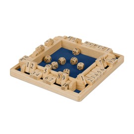 Relaxdays Shut The Box, 10, 2 to 4 Players, Wood, Flap Game for Children & Adults, Dice Game, Natural/Blue, Pack of 1